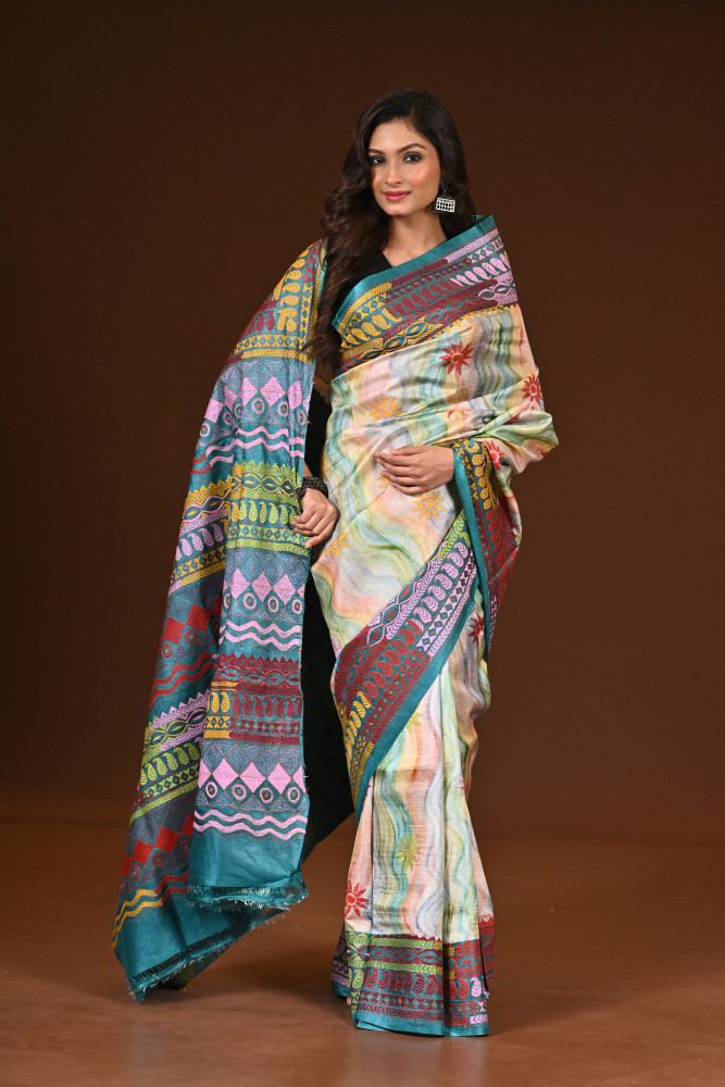 PURE SILK KANTHA SAREE