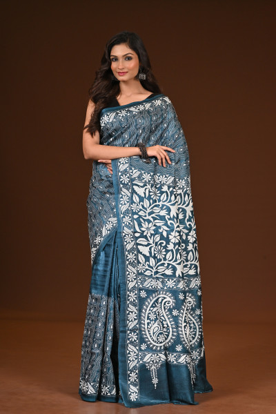 PURE SILK KANTHA SAREE