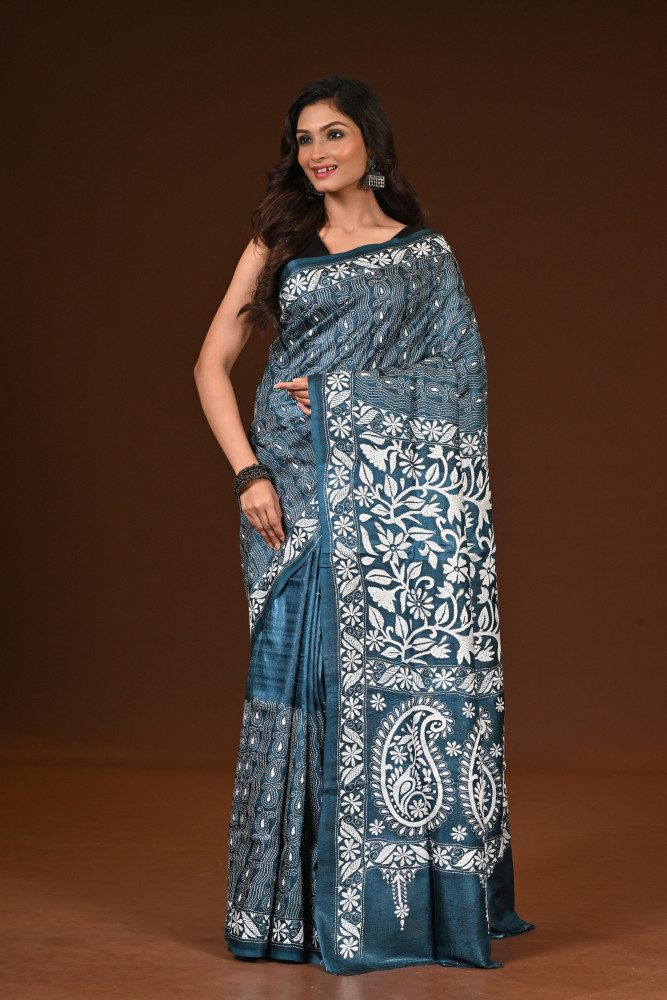 PURE SILK KANTHA SAREE