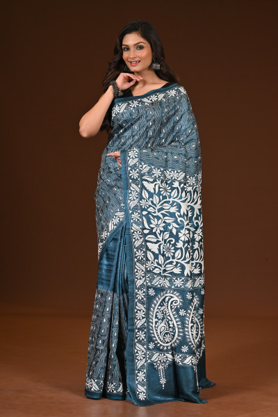 PURE SILK KANTHA SAREE