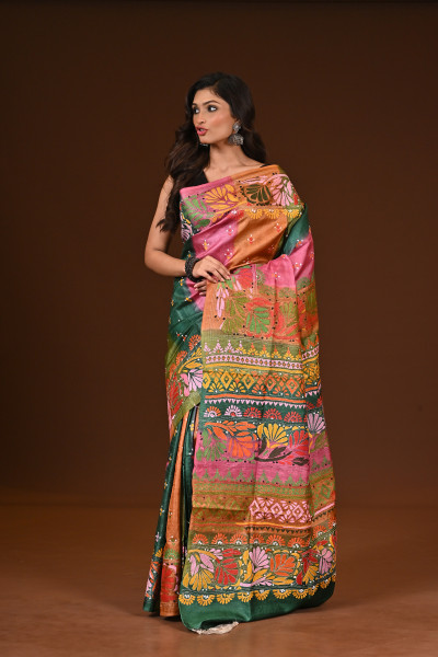 PURE SILK KANTHA SAREE