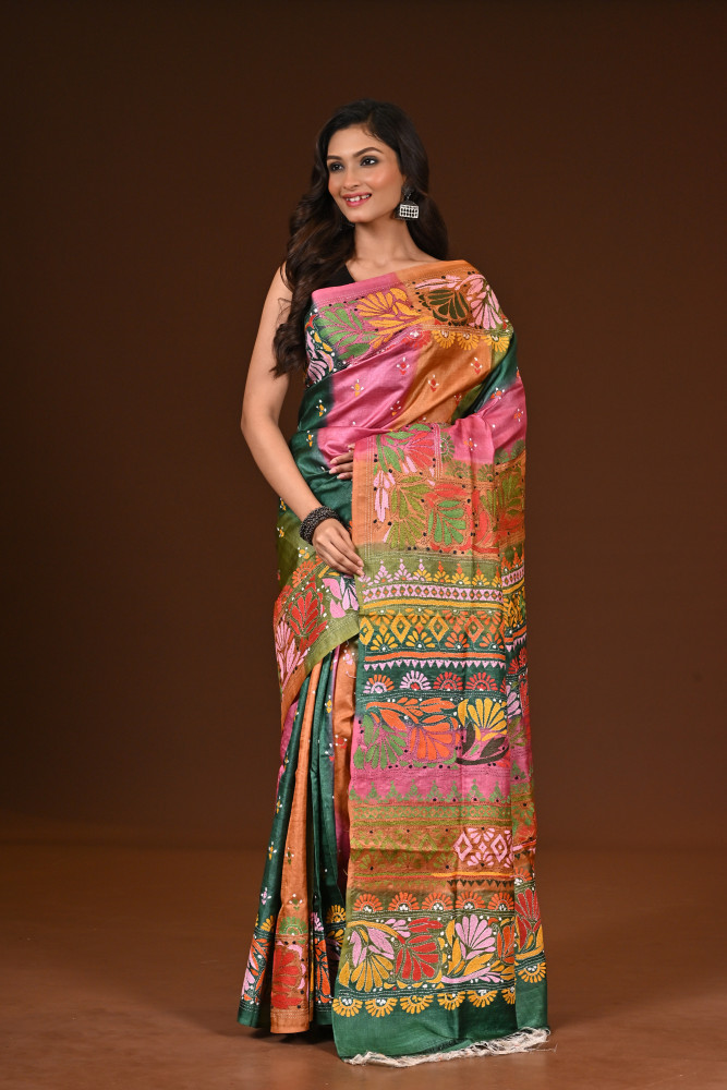 PURE SILK KANTHA SAREE