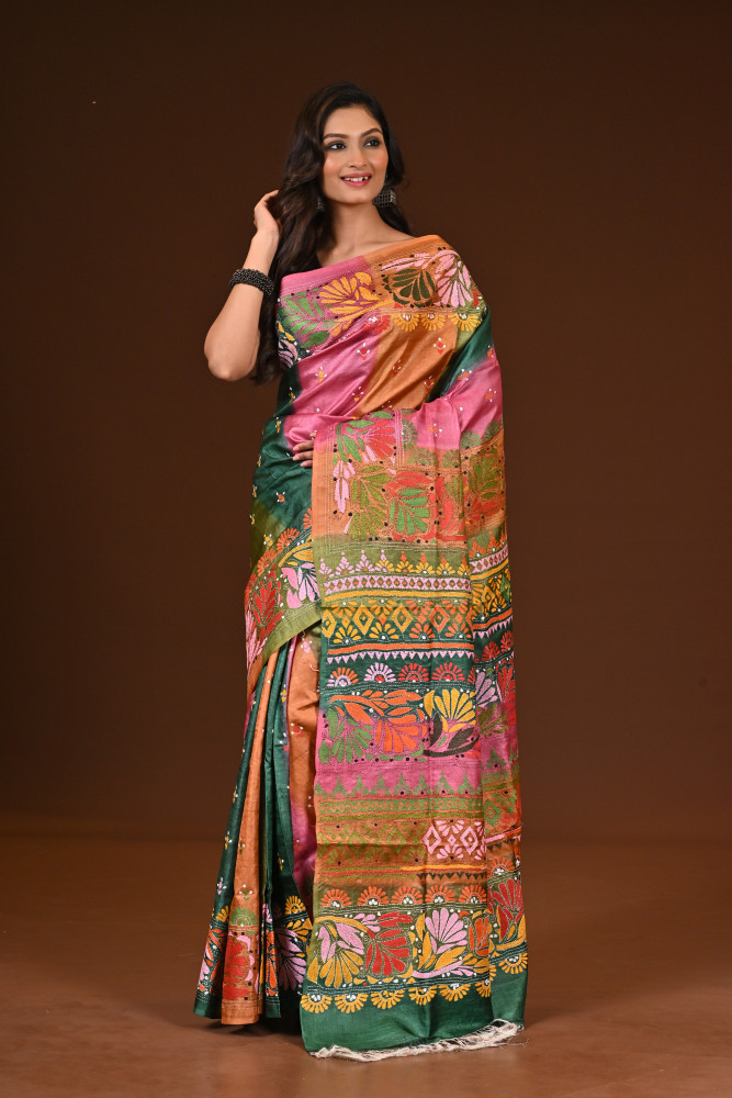 PURE SILK KANTHA SAREE