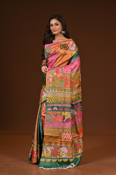 PURE SILK KANTHA SAREE