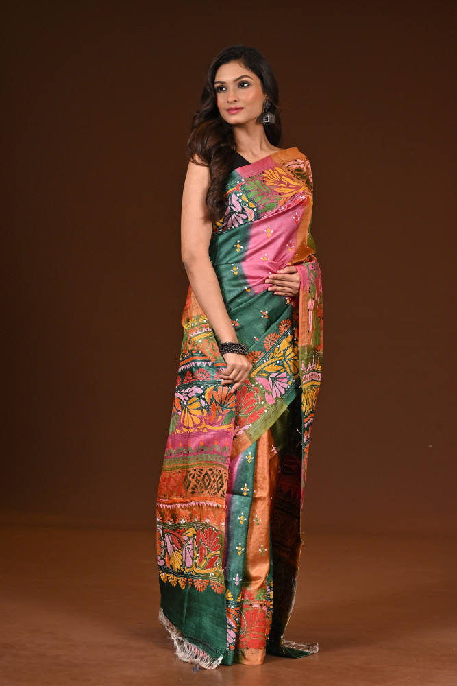 PURE SILK KANTHA SAREE