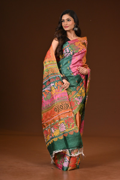 PURE SILK KANTHA SAREE