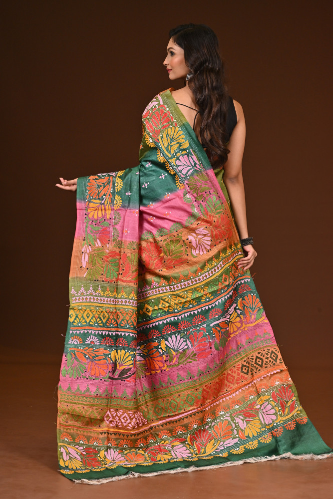 PURE SILK KANTHA SAREE