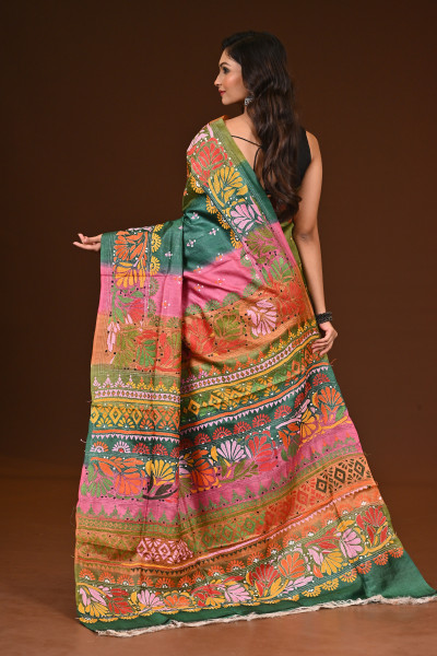 PURE SILK KANTHA SAREE