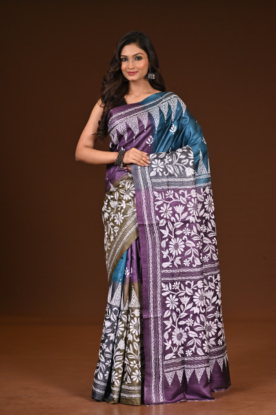 PURE SILK KANTHA SAREE