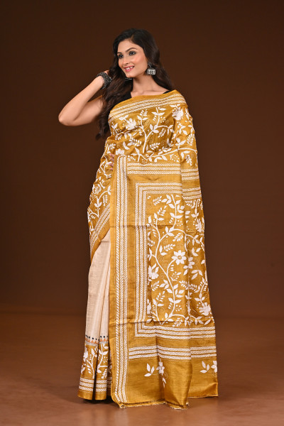 PURE SILK KANTHA SAREE
