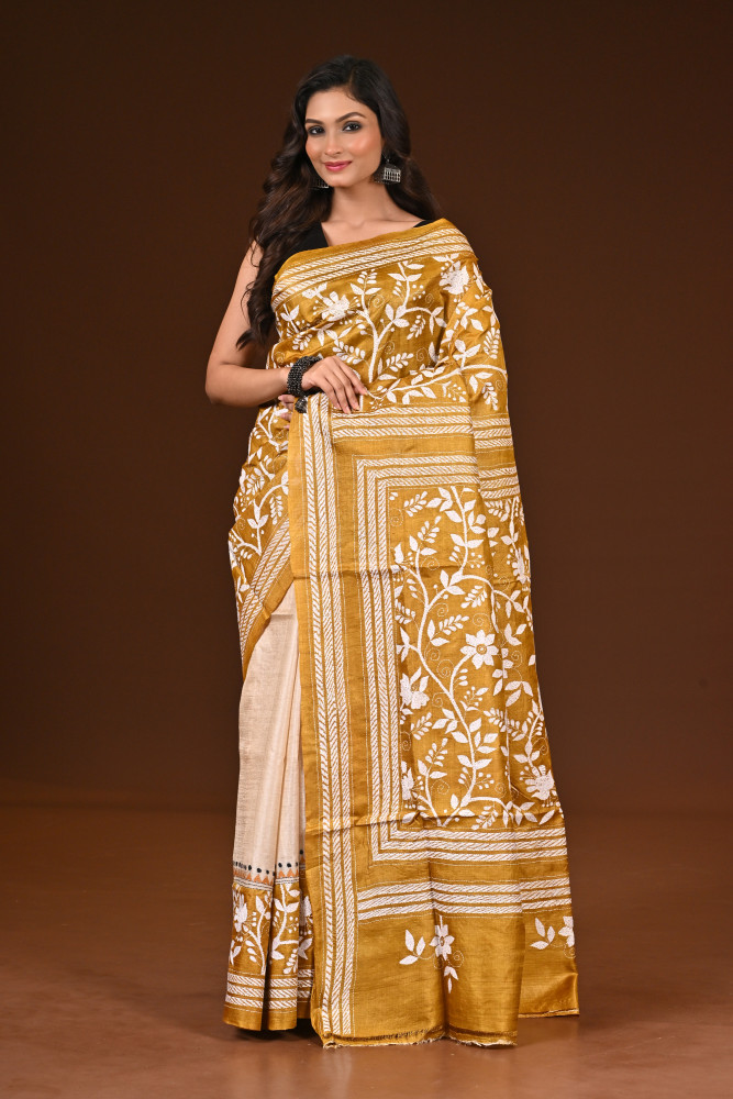 PURE SILK KANTHA SAREE