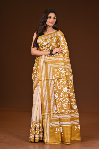 PURE SILK KANTHA SAREE