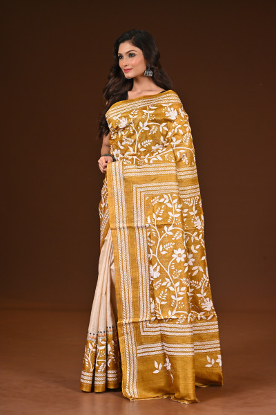 PURE SILK KANTHA SAREE