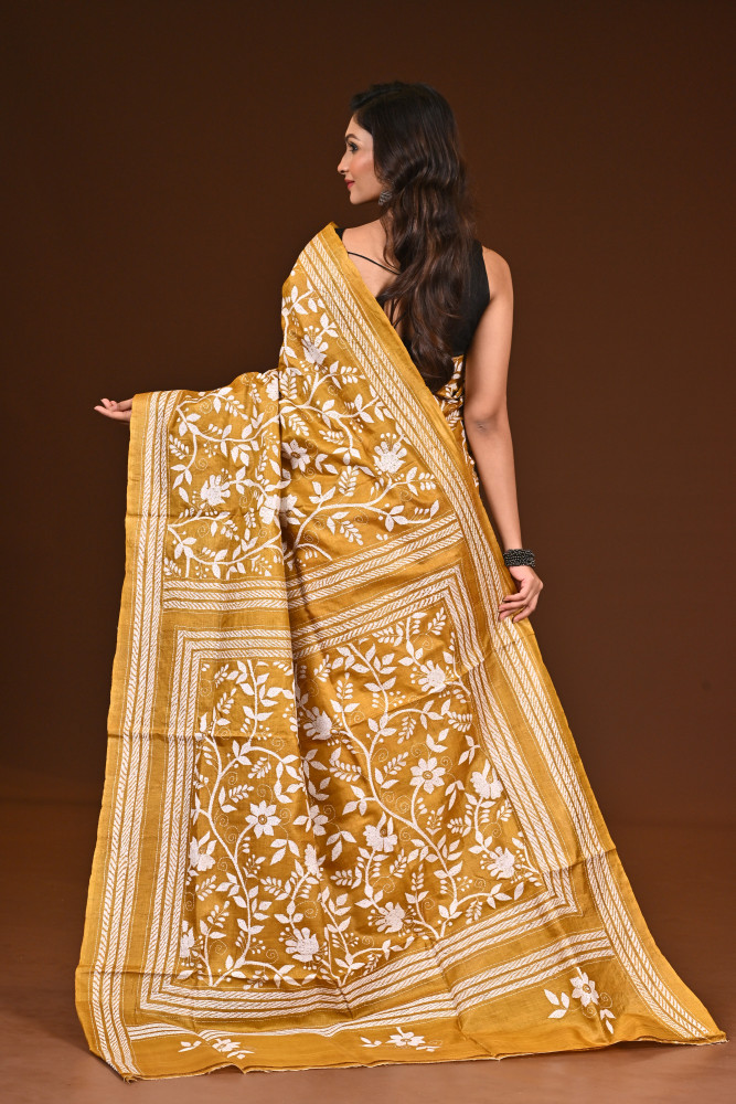 PURE SILK KANTHA SAREE