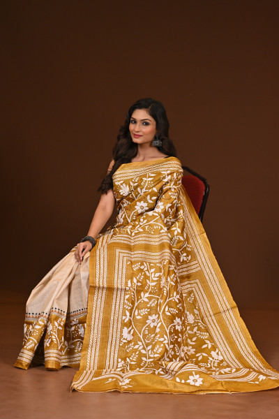 PURE SILK KANTHA SAREE