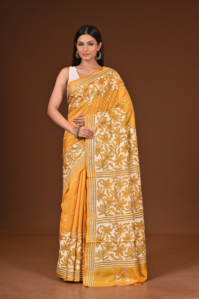PURE  SILK KANTHA SAREE