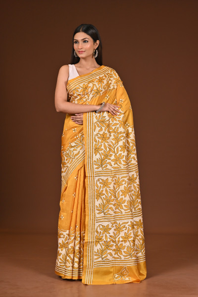 PURE  SILK KANTHA SAREE