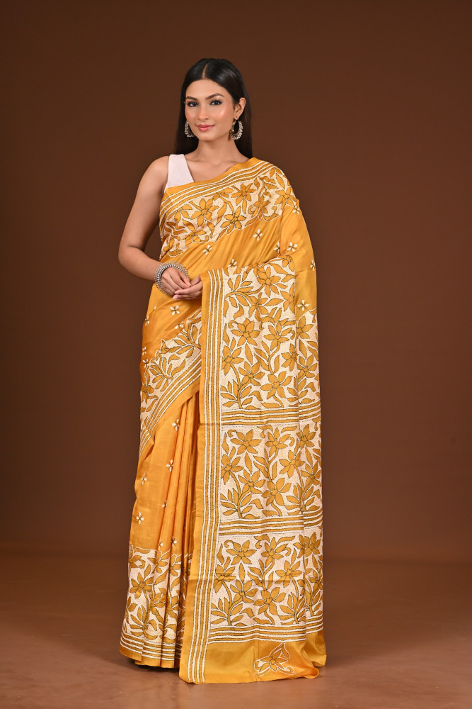 PURE  SILK KANTHA SAREE
