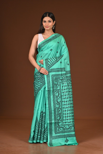 PURE  SILK KANTHA SAREE