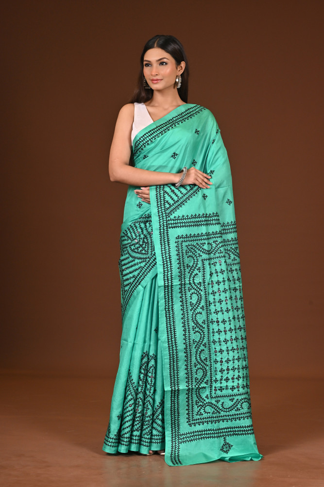 PURE  SILK KANTHA SAREE