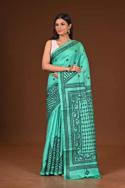PURE  SILK KANTHA SAREE