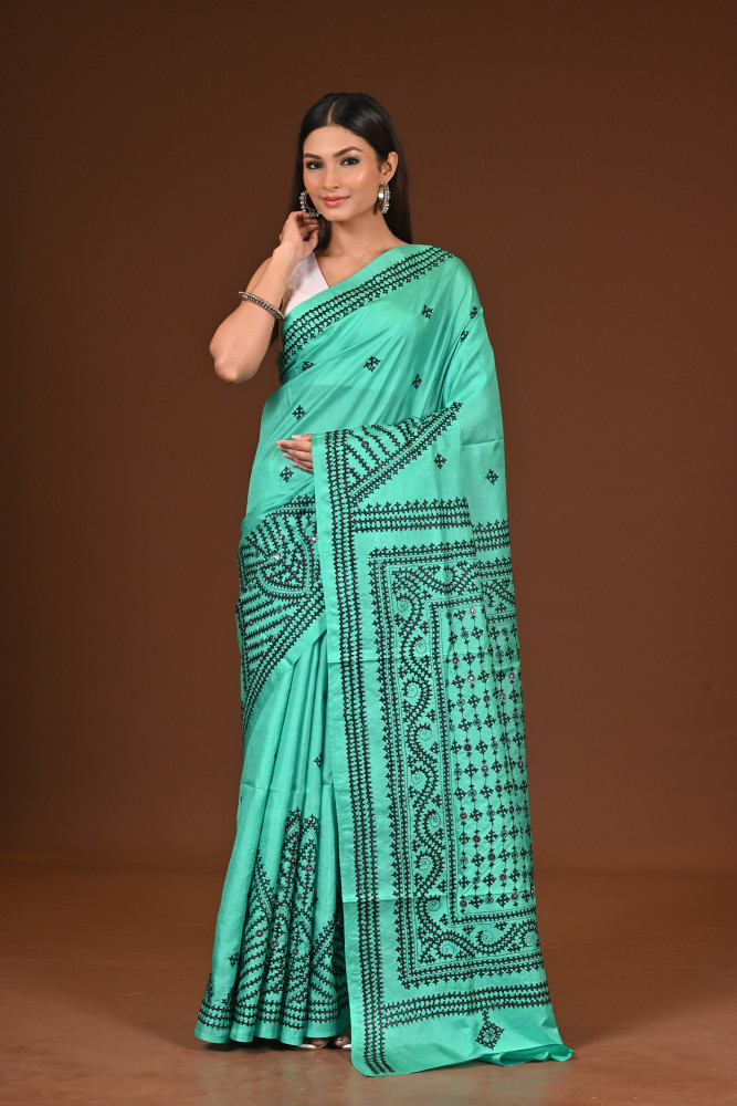 PURE  SILK KANTHA SAREE