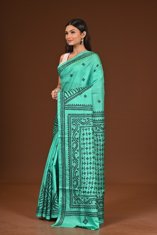 PURE  SILK KANTHA SAREE