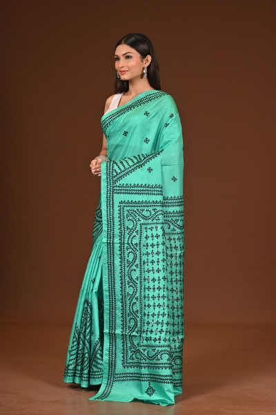PURE  SILK KANTHA SAREE
