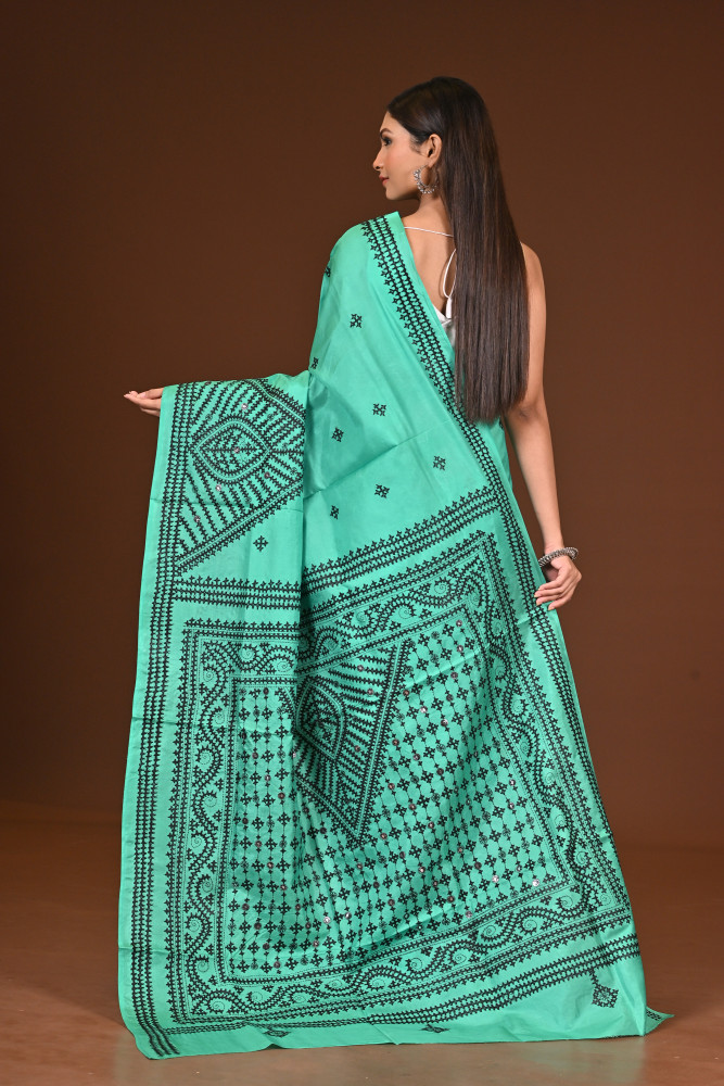 PURE  SILK KANTHA SAREE