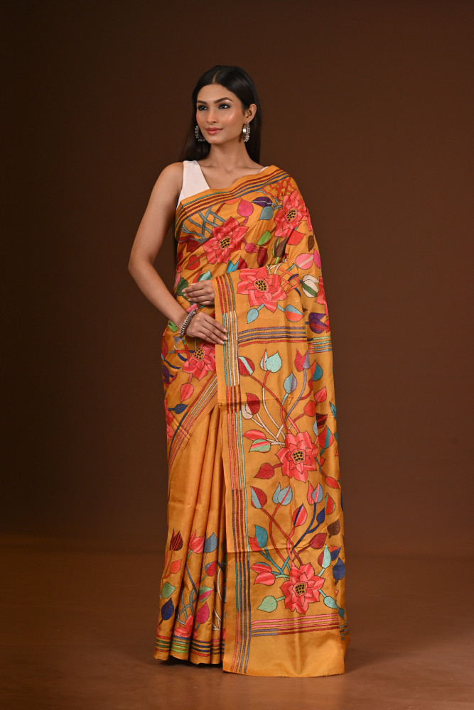 PURE  SILK KANTHA SAREE