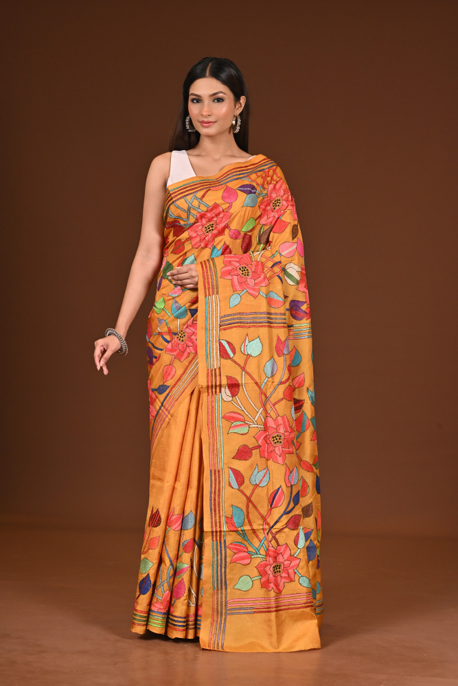 Image of PURE  SILK KANTHA SAREE