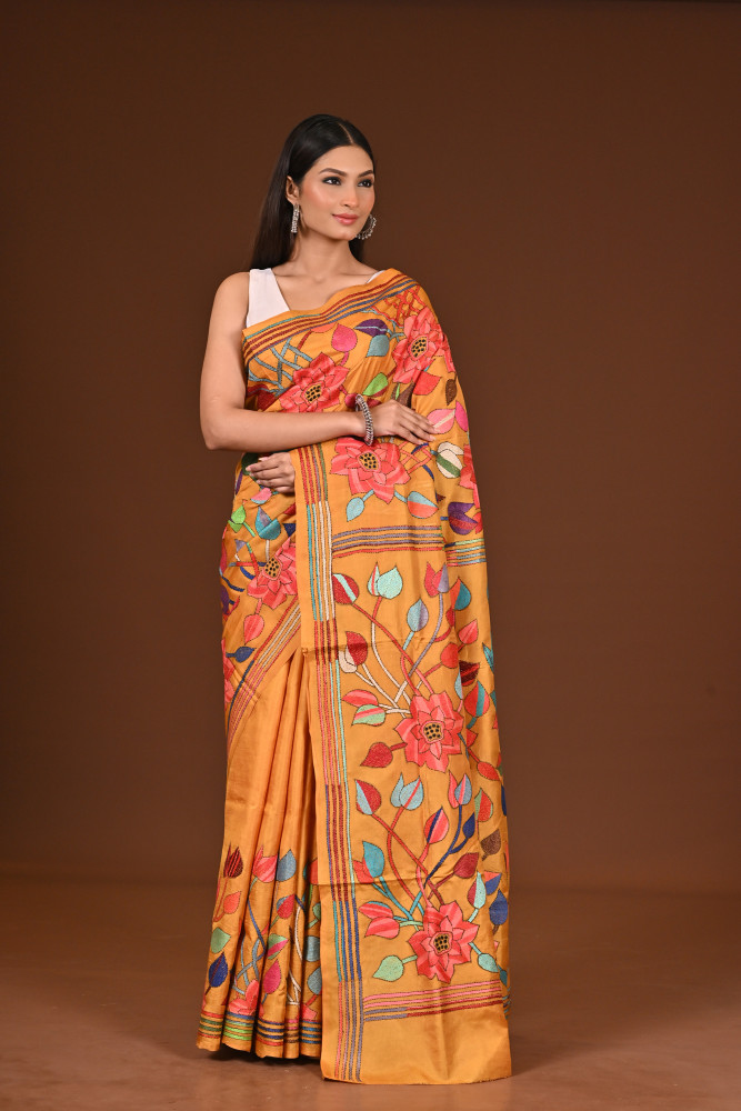 PURE  SILK KANTHA SAREE