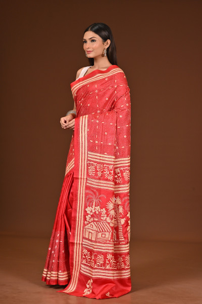 PURE  SILK KANTHA SAREE
