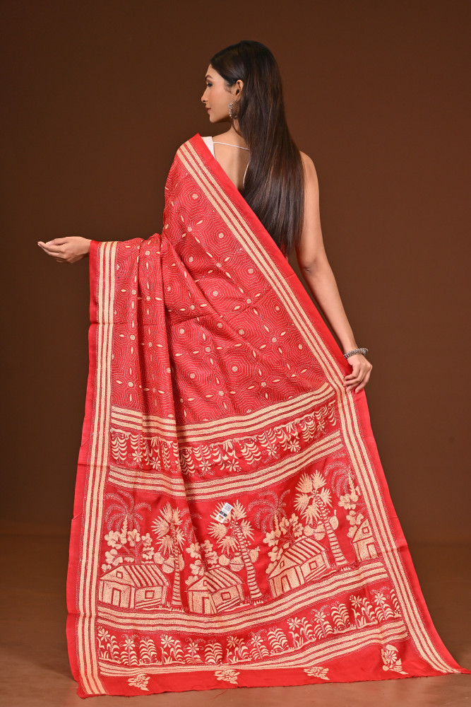 PURE  SILK KANTHA SAREE