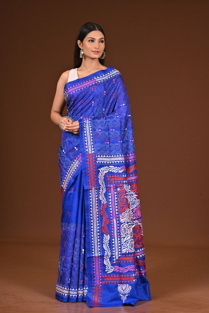 PURE  SILK KANTHA SAREE