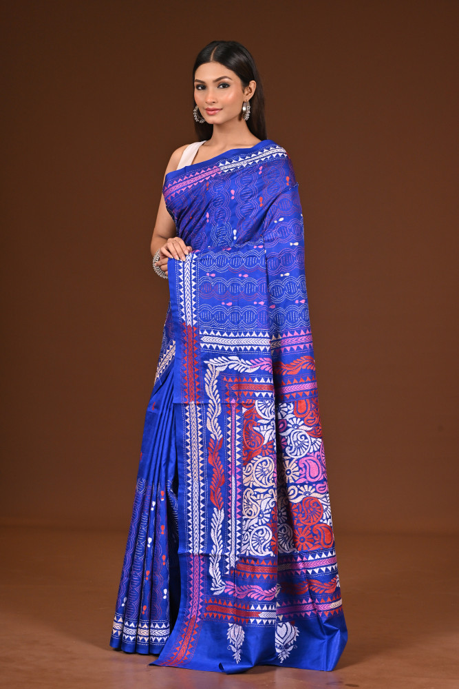 PURE  SILK KANTHA SAREE