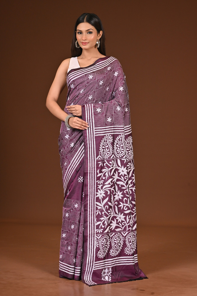 Image of BELENDED SILK KANTHA SAREE