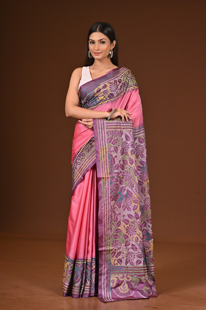 Image of BELENDED SILK KANTHA SAREE