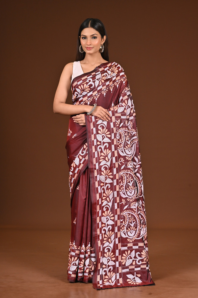 Image of BELENDED SILK KANTHA SAREE
