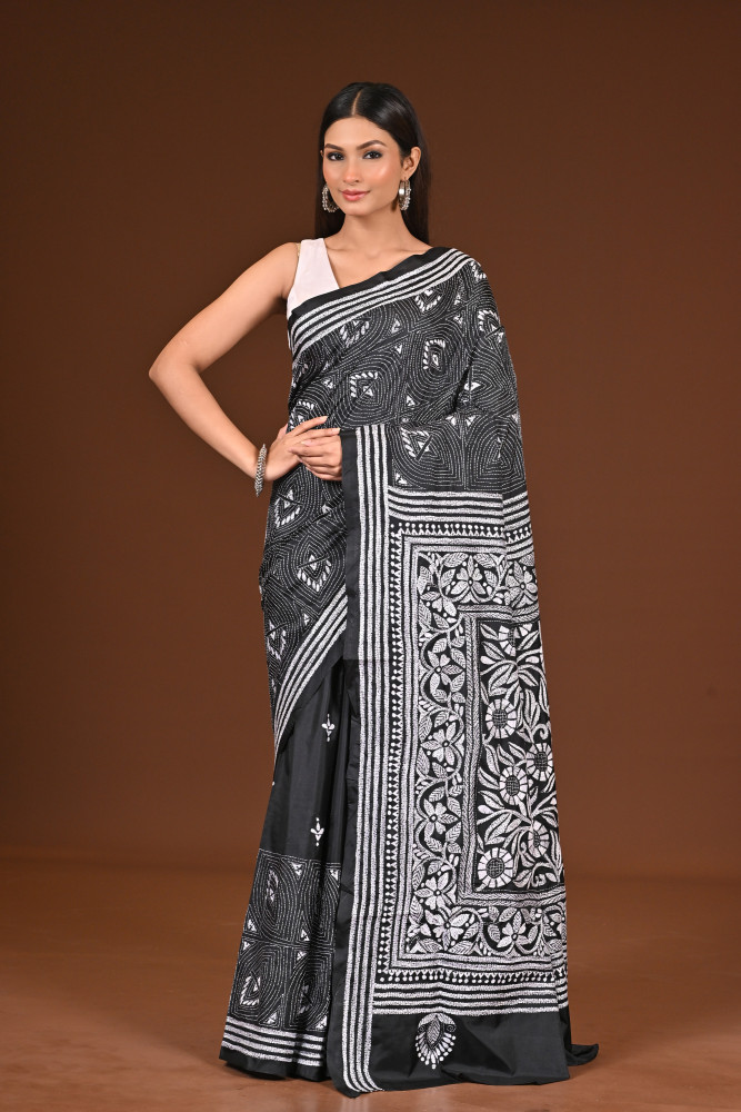 Image of BELENDED SILK KANTHA SAREE