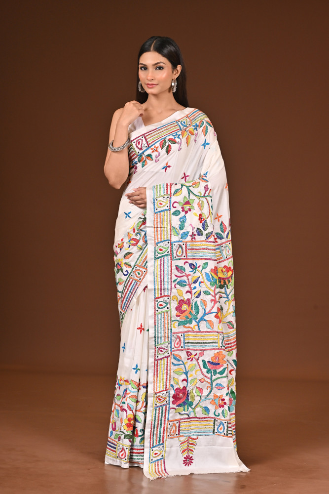 Image of BELENDED SILK KANTHA SAREE