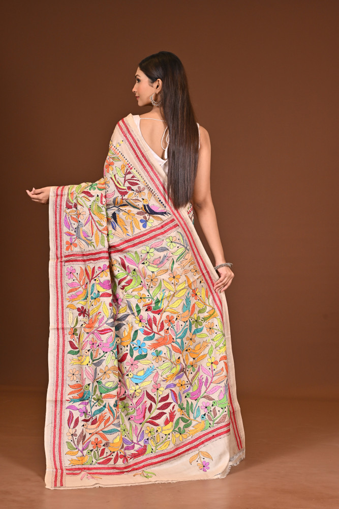 TUSSAR  SILK KANTHA SAREE