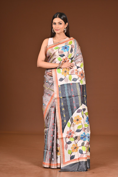 TUSSAR HANDPRINT NAKSHA SAREE