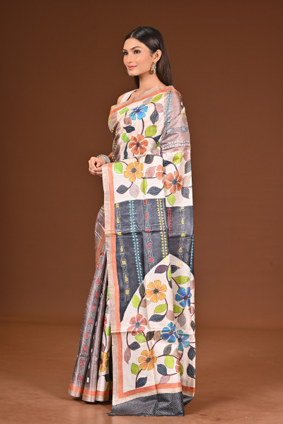 TUSSAR HANDPRINT NAKSHA SAREE