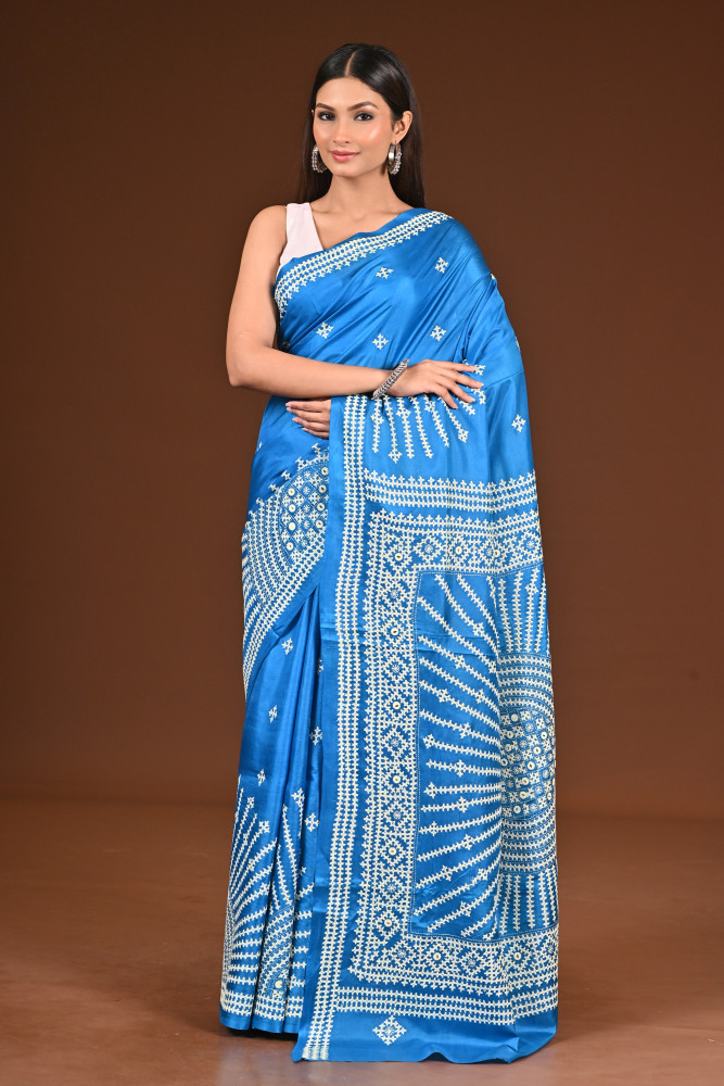PURE  SILK KANTHA SAREE