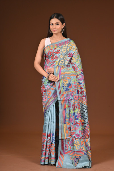 PURE  SILK KANTHA SAREE