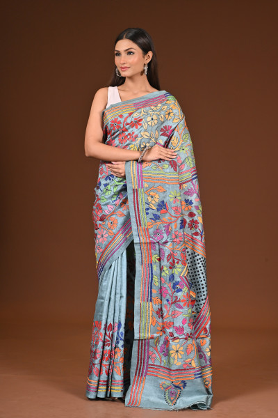 PURE  SILK KANTHA SAREE