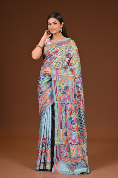 PURE  SILK KANTHA SAREE