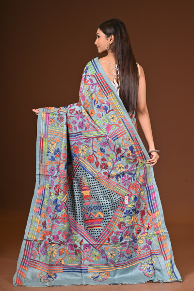 PURE  SILK KANTHA SAREE