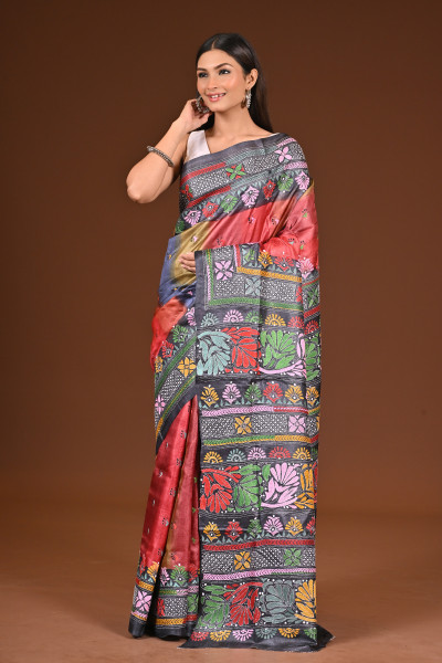 PURE  SILK KANTHA SAREE